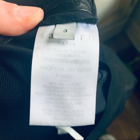 Sandro Black Leather Front Zip Trousers - Picture 8 of 10